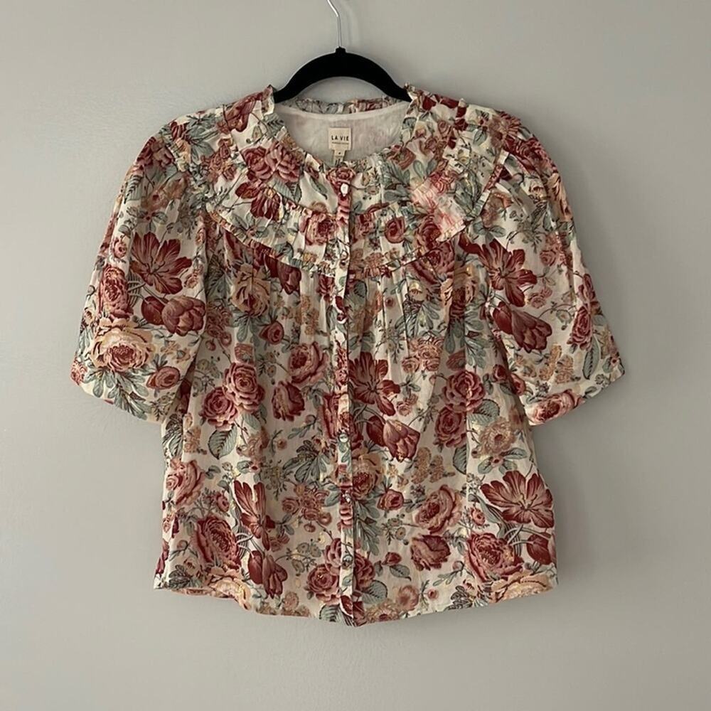 Rebecca Taylor Women's Floral Top  La Vie Lucciene Size S Business Casual Travel - Picture 2 of 8